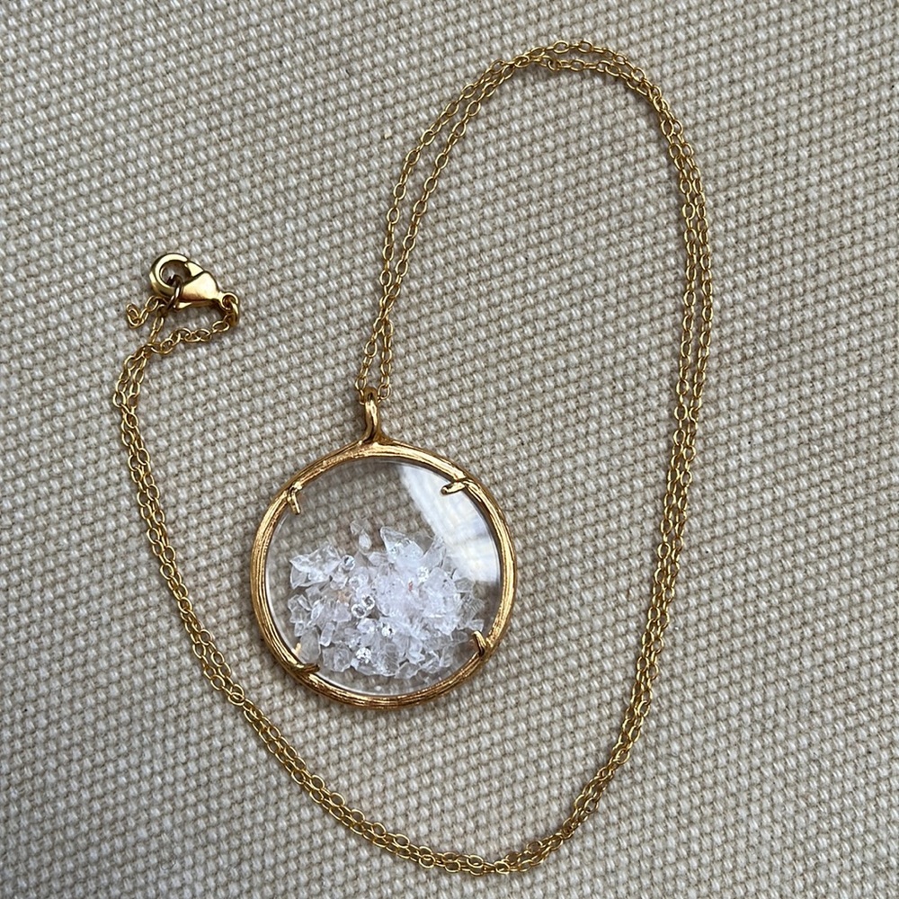 Catherine Weitzman gold vermeil and crystal shaker necklace